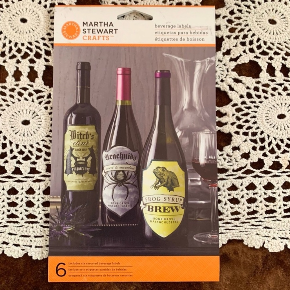 Halloween beverage labels (2 packages) and beaded spider coasters - Picture 2 of 11